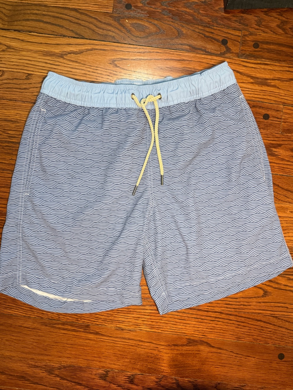 Fair Harbor Bayberry Blue Wave Swim Shorts Trunks w Compression Liner 7” inseam
